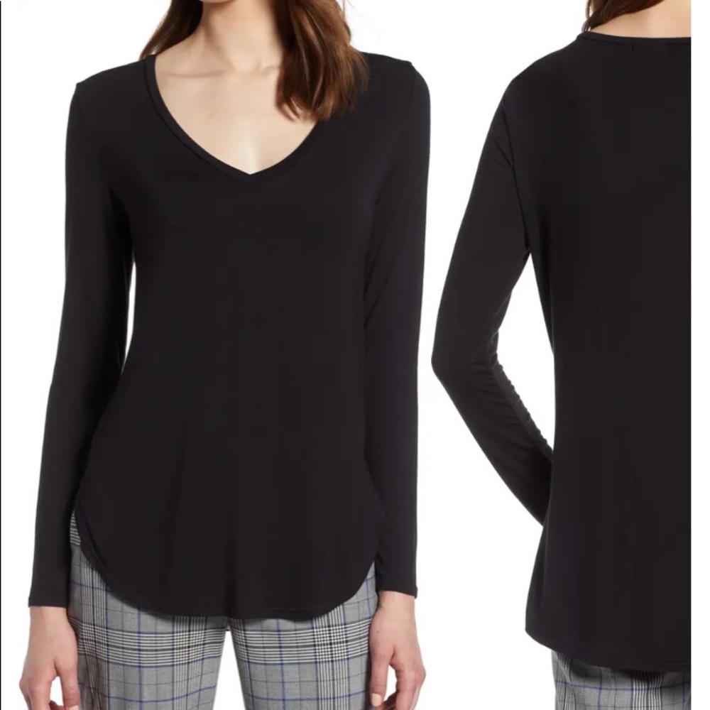 HALOGEN V-Neck Tunic - Black